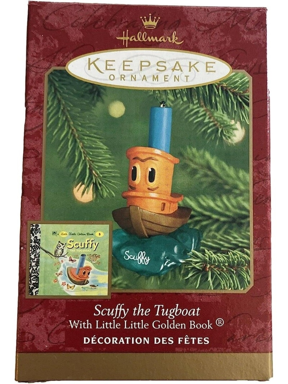 2000 Scuffy the Tugboat (W/Little Little Golden Book) Hallmark Keepsake Ornament